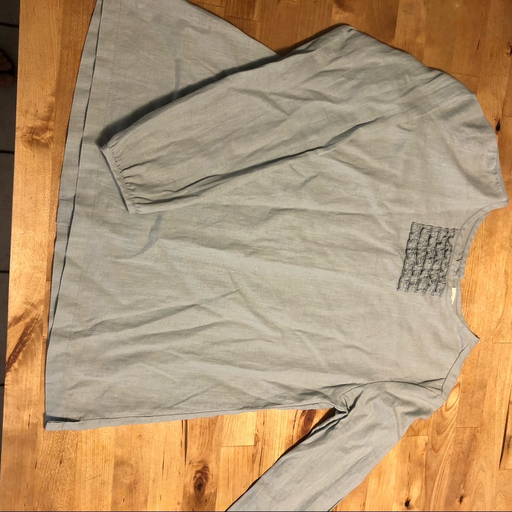 Beautiful Olive Juice linen top
